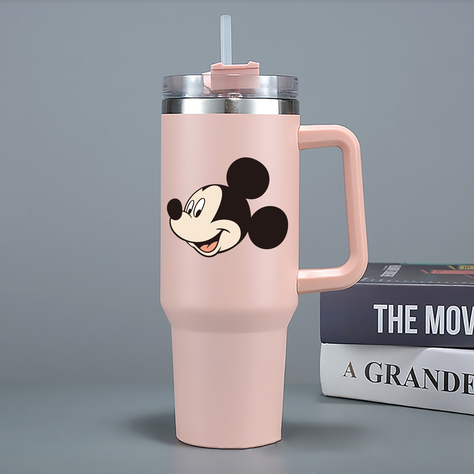 （画像用） ミッキーマウス Mickey Mouse 1200mL車用タンブラー - クリスタルステッカー（プラスチックストロー付き）